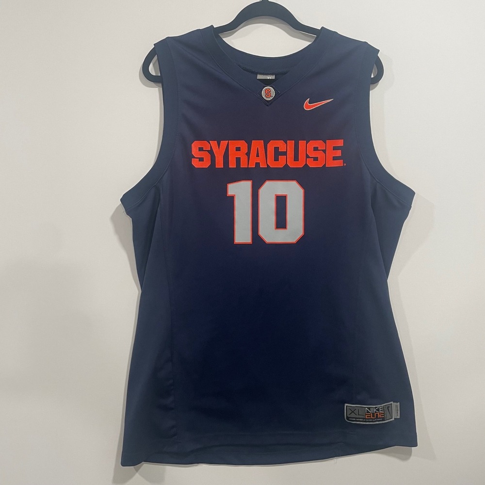 Nike Elite Syracuse Orange Basketball Jersey Navy Blue Mens XL #10 Authentic